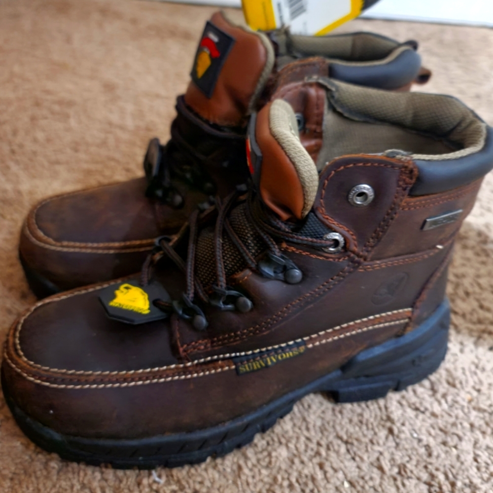 Nwt Herman Survivor Men's Settler Brown Leather Hiking Boots Size 7